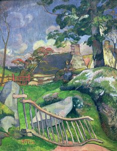 La puerta de madera o, El cuidador de cerdos, 1889 de Paul Gauguin